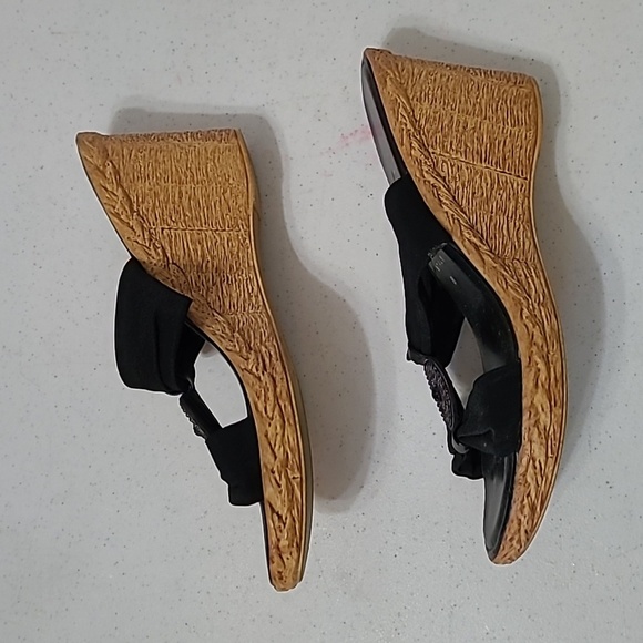 Italian Shoemakers Black Women's Wedge Sandals size 8 - Picture 3 of 11
